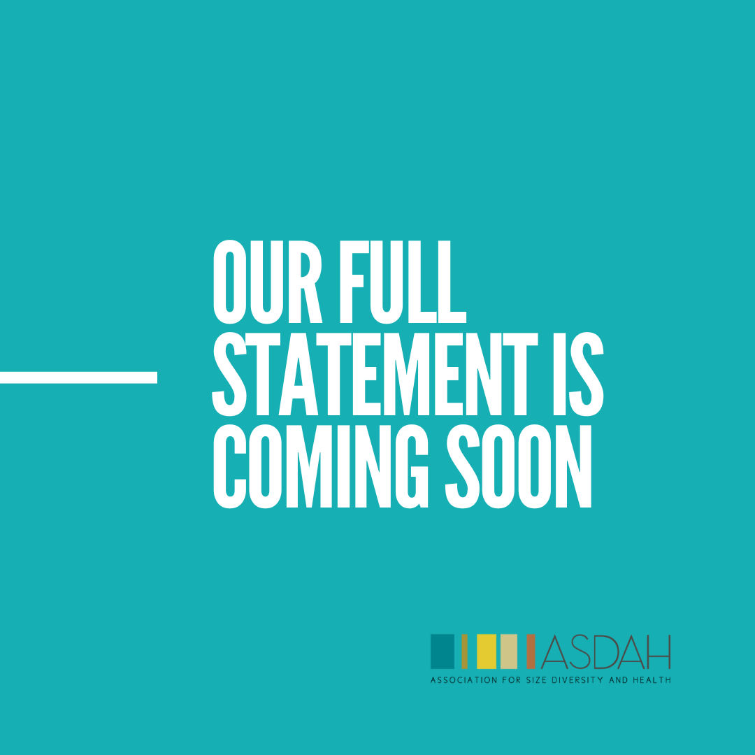 ASDAH's tweet photo. The American Academy of Pediatrics released guidelines for a disease created from a place of anti-Black bias. Our full statement will be out in the next two weeks. In the meantime, take of yourself and each other.

#HealthAtEverySize #HAES #FatLiberation https://t.co/IHW9Ly26PX