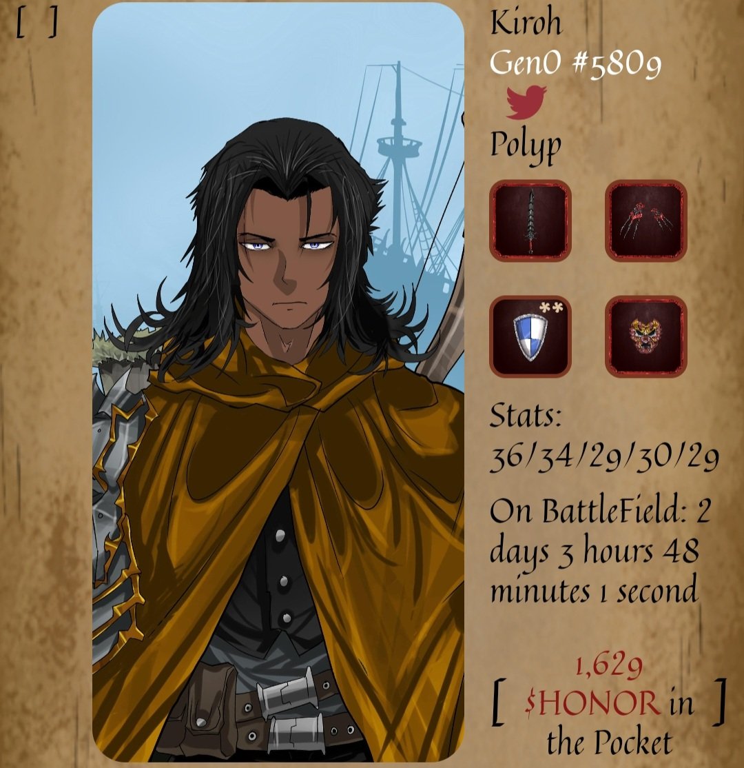 Crypto_Polyp's tweet image. Did a 100 warrior two day battle for Glory and $HONOR. Results were average, but got a good haul of badges.

Had a nice battle with fellow mod LionSaber and put a stop to @abyssrunner 's no flushing rein of terror 🤣😂

#SQFridayFightNight 
#NFTGames
#NFTs