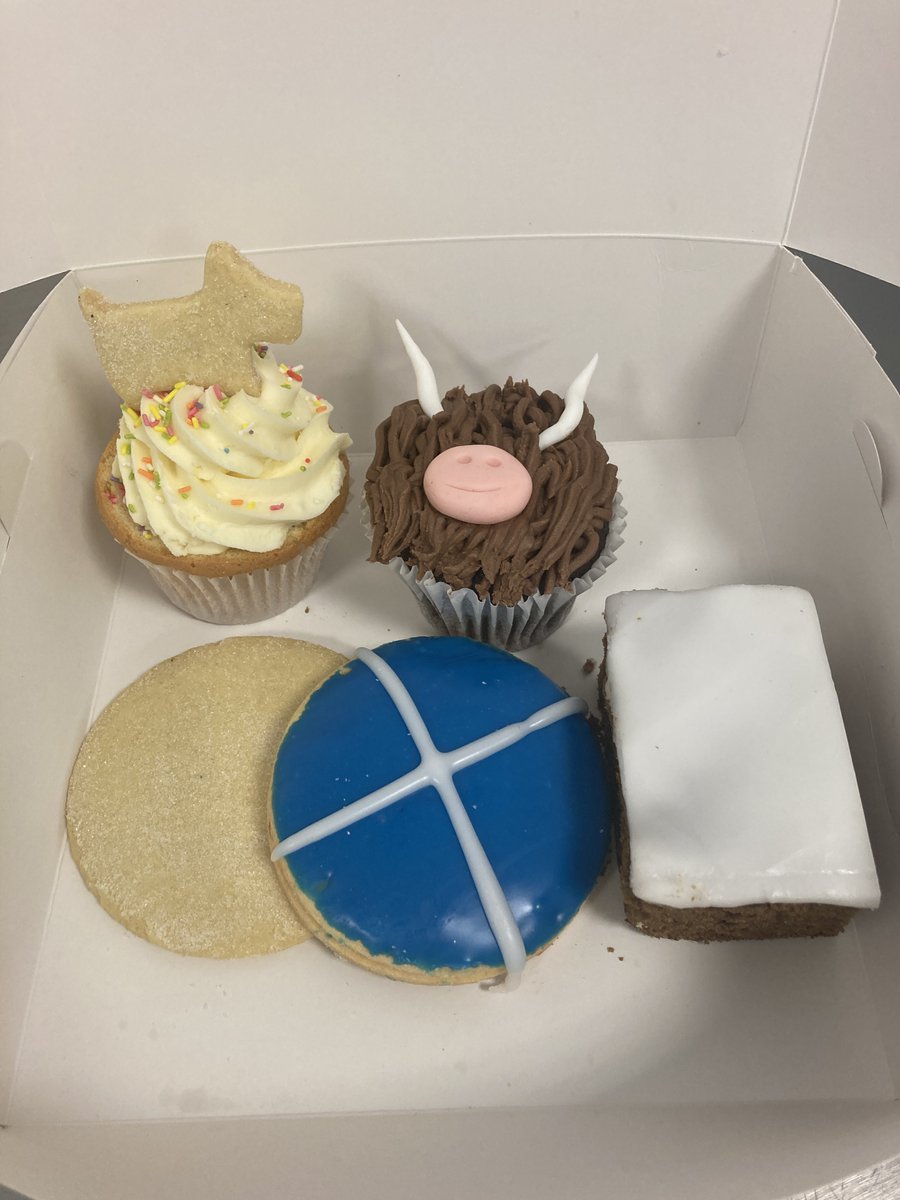 This week we will be selling our #BurnsBox inspired by all things Scottish ahead of #BurnsNight containing your Scottish favourites. #EmpireBiscuit #CaramelSlice #Shortbread #HighlandCowCupcake #weeScottieDogCupcake #IcedGingerbread all 6 items for £5 to get your party started