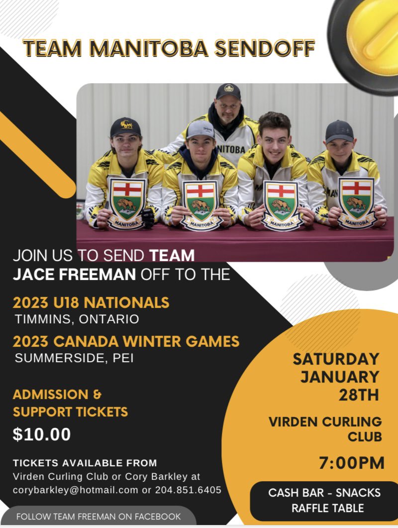 Let’s send our boys off in style to Timmins and Summerside!  Looking forward to seeing everyone out Saturday the 28th.  Give me a call or send me a note for admission or support tickets.  Thanks in advance!  CB