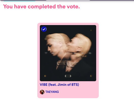 It feels great to vote for Taeyang. #Taeyang #BIGBANG @RealTaeyang