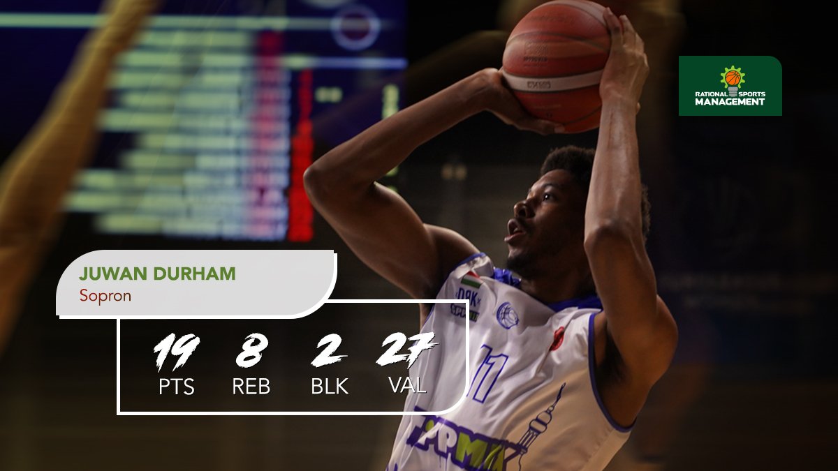 Rtnlsprtsmn's tweet photo. Juwan Durham (@JuwanDurham) had an amazing performance against ASE in the Hungarian A Division. The big man scored 19 points, collected 8 rebounds, had 2 blocks and 27 VAL points in total.

#PlayersGroupAgency https://t.co/R59jhSDuSW