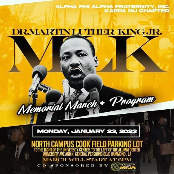 Join the Kappa Nu Chapter of Alpha Phi Alpha Fraternity, Inc. and Multicultural and International Students Affairs on Monday, January 23, 2023 at 6:00 P.M. at Cook Field (next the Alumni Center).