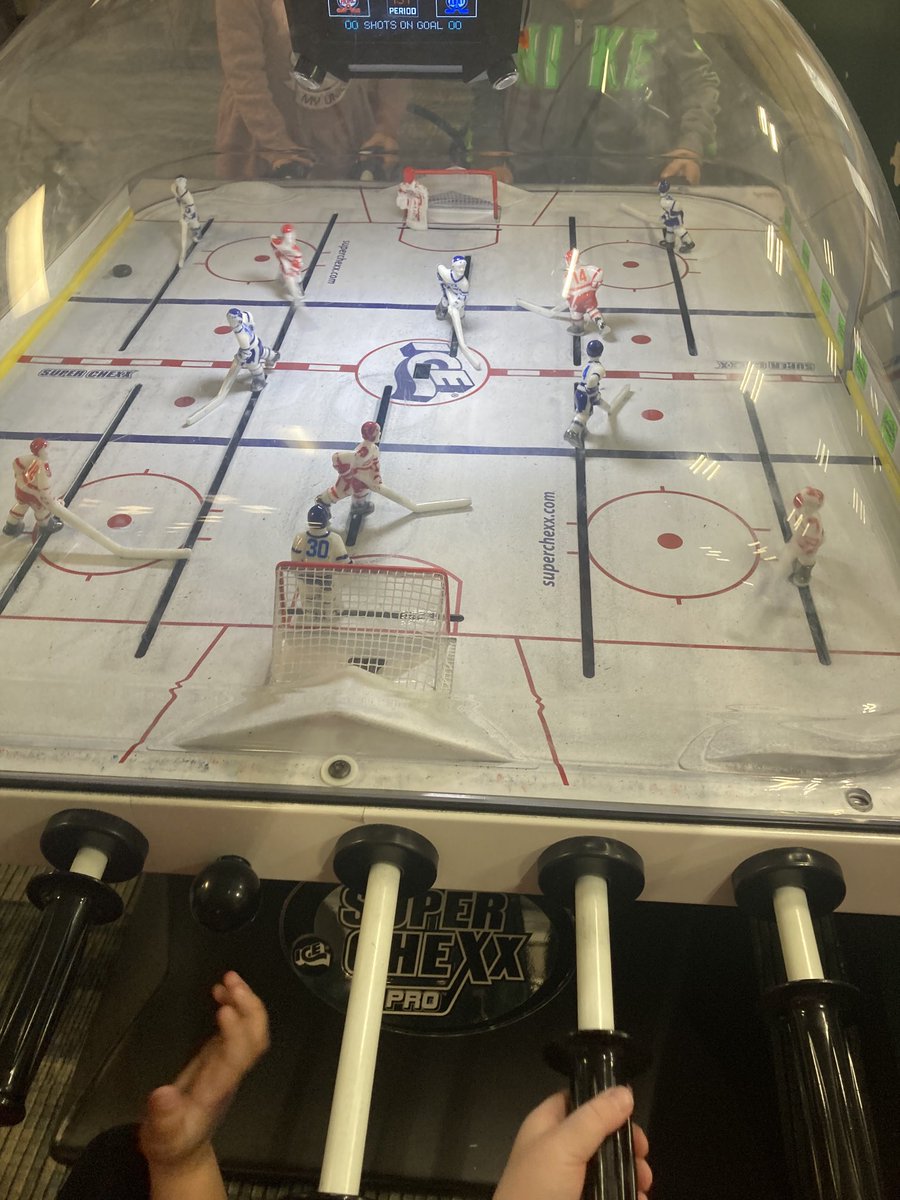 JobJams's tweet photo. When four kids under four are playing bubble hockey you don’t see very many goals. It’s been 20 minutes and none so far. Feels like a World Cup soccer match…. #LetThemPlay #Learning #PatientParent https://t.co/EsO2ZaqzFa