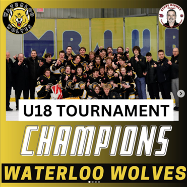 watwolvesu18aaa's tweet photo. And it's GOLD for the Wolves at the Steve Richey Tournament of Champions! 4-2 for Waterloo in a very competitive final vs Ajax Pickering Raiders. Thank you to the organizers and volunteers for an excellent tournament. @alliance_hockey @Waterloo_Wolves
 @PetesAAATourny  #U18AAA https://t.co/xR6N9qWzEF
