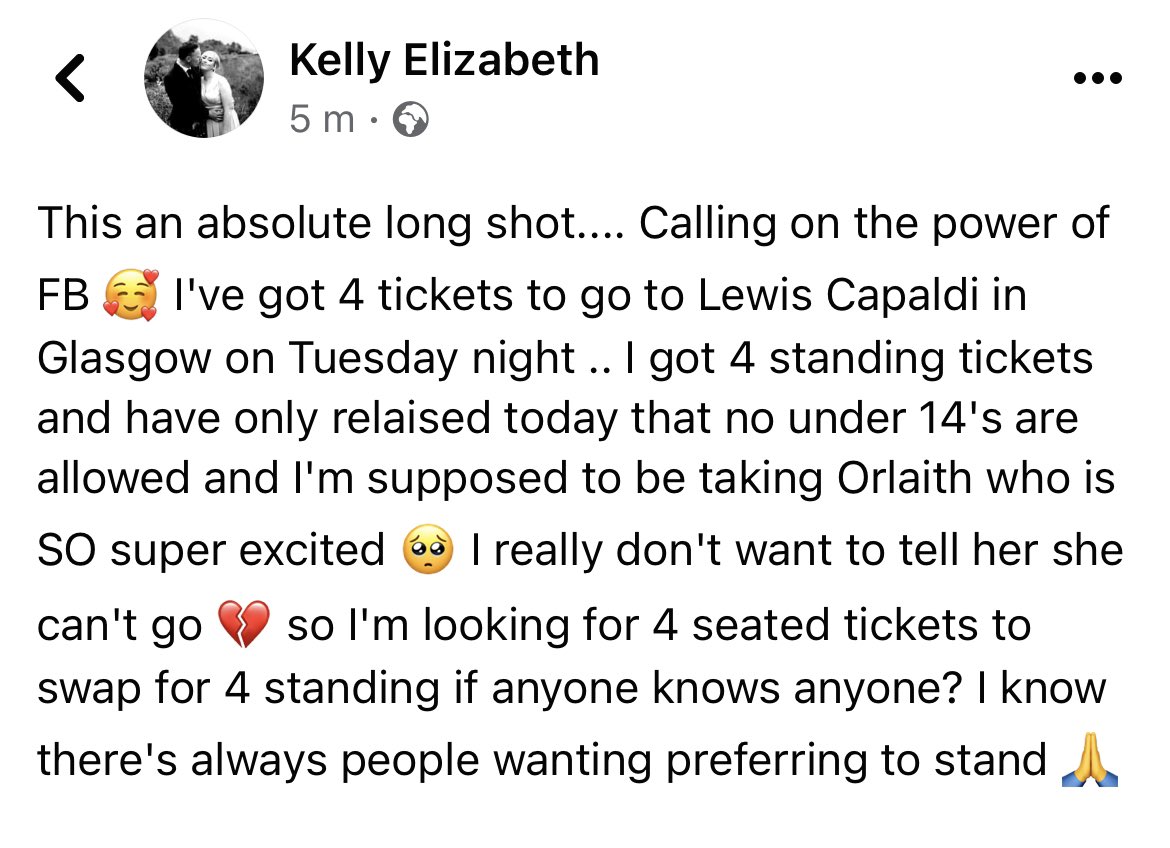 SinΓ©ad (@xnaidzx) on Twitter photo Anybody got 4x seating tickets for <a href="/LewisCapaldi/">Lewis Capaldi</a> that they would swap with 4x standing?? Anybody got 4x seating tickets for <a href="/LewisCapaldi/">Lewis Capaldi</a> that they would swap with 4x standing??