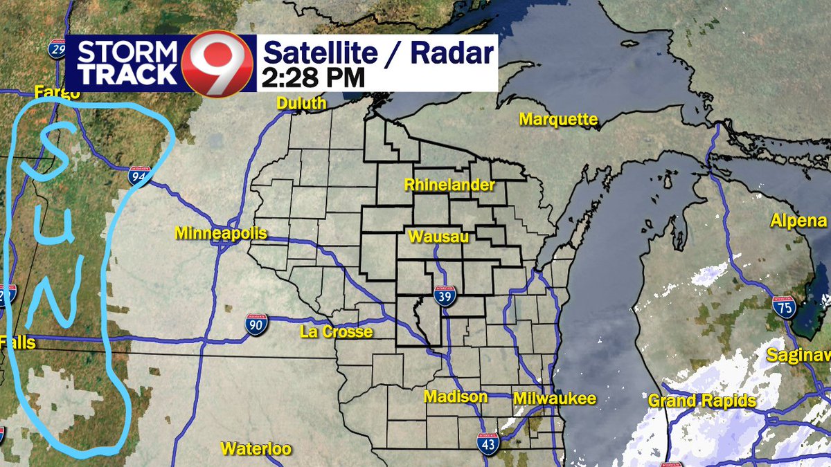 What a gloomy stretch of weather!  We have had only 2 days this month with a substantial amount of sunshine in our area.  There is some nice sunshine today back in western Minnesota.  See if any of that will come here this week. Watch News 9 at 5:30 PM https://t.co/bDNRMkAEH3