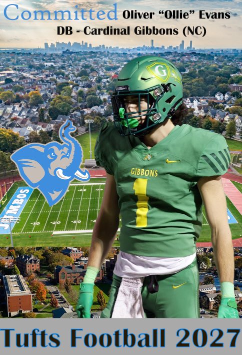 Oliver “Ollie” Evans (@oliverrevans) on Twitter photo Committed to the prestigious Tufts University! Thank you to my family, friends, and coaches. S/O <a href="/CoachDrew__/">Nick Drew</a> for always believing in me and pushing me to be the best version of myself both on and off the field. <a href="/CoachJMann919/">Justin Manning</a> <a href="/CoachCivs/">Jay Civetti 🐘</a> <a href="/football_cghsnc/">Gibbons Football</a> #RollBos Committed to the prestigious Tufts University! Thank you to my family, friends, and coaches. S/O <a href="/CoachDrew__/">Nick Drew</a> for always believing in me and pushing me to be the best version of myself both on and off the field. <a href="/CoachJMann919/">Justin Manning</a> <a href="/CoachCivs/">Jay Civetti 🐘</a> <a href="/football_cghsnc/">Gibbons Football</a> #RollBos