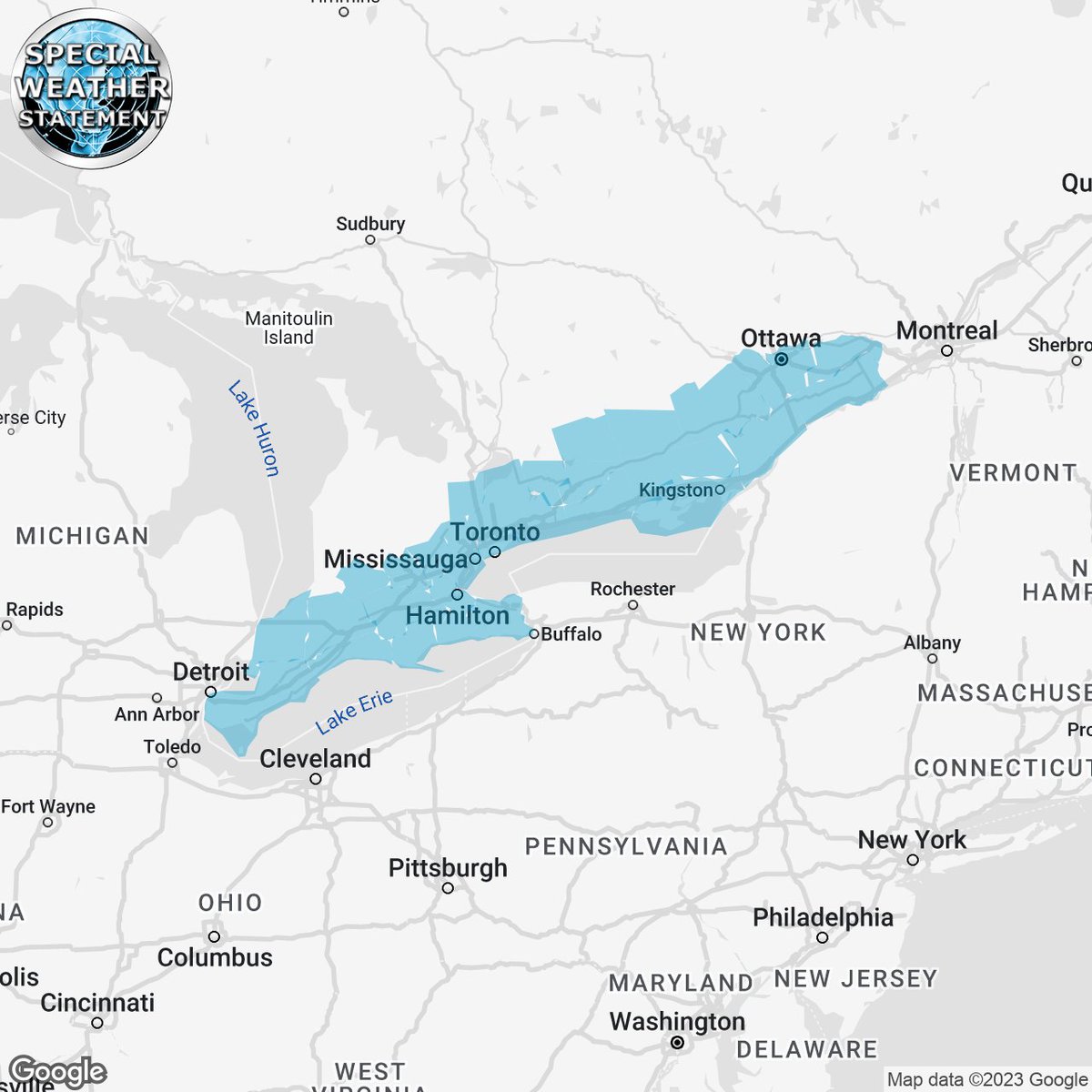 IWeatherON's tweet photo. #onstorm 3:27p SPECIAL WEATHER STATEMENT ISSUED by Environment Canada

Gatineau
City Of Toronto
Windsor - Essex - Chatham-Kent
Sarnia - Lambton
Elgin
London - Middlesex
Simcoe - Delhi - Norfolk
Dunnville - Caledonia - Haldimand
Oxford - Brant
Niagara...

https://t.co/YfcltIEkbF https://t.co/GgNY9NqYSj