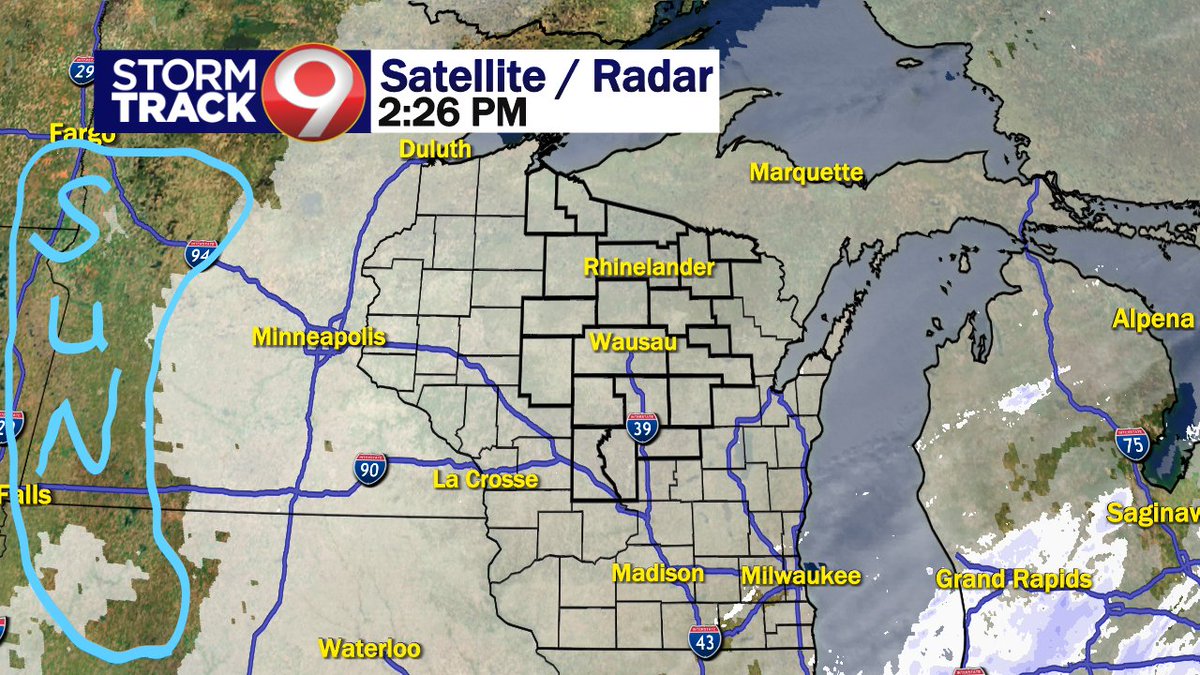What a gloomy stretch of weather!  We have had only 2 days this month with a substantial amount of sunshine in our area.  There is some nice sunshine today back in western Minnesota.  See if any of that will come here this week. Watch News 9 at 5:30 PM https://t.co/lo4hK7Czkq