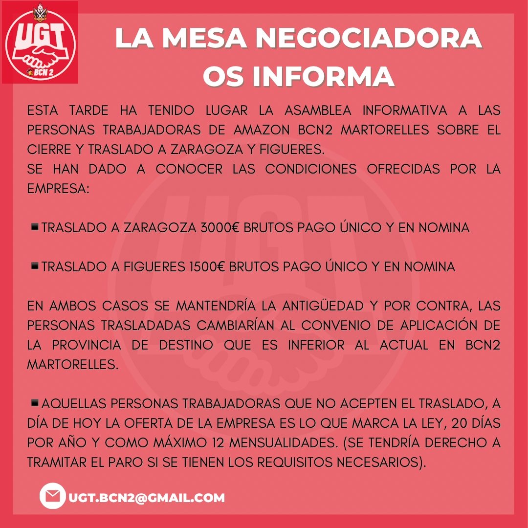migmonpei's tweet photo. Estas son la condiciones que propone Amazon a la plantilla en el cierre de su planta de Martorelles BCN2.
Lamentable.
#BCN2 #BCN2enlucha #Amazon #AmazonBCN2 #AmazonMartorelles #Martorelles https://t.co/ffjiNoFXwr
