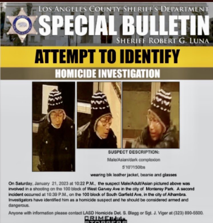 oknameko's tweet photo. @IAmDouglasKim So far. Police gave suspect photo of an Asian adult shooter https://t.co/qzAi1U30BG