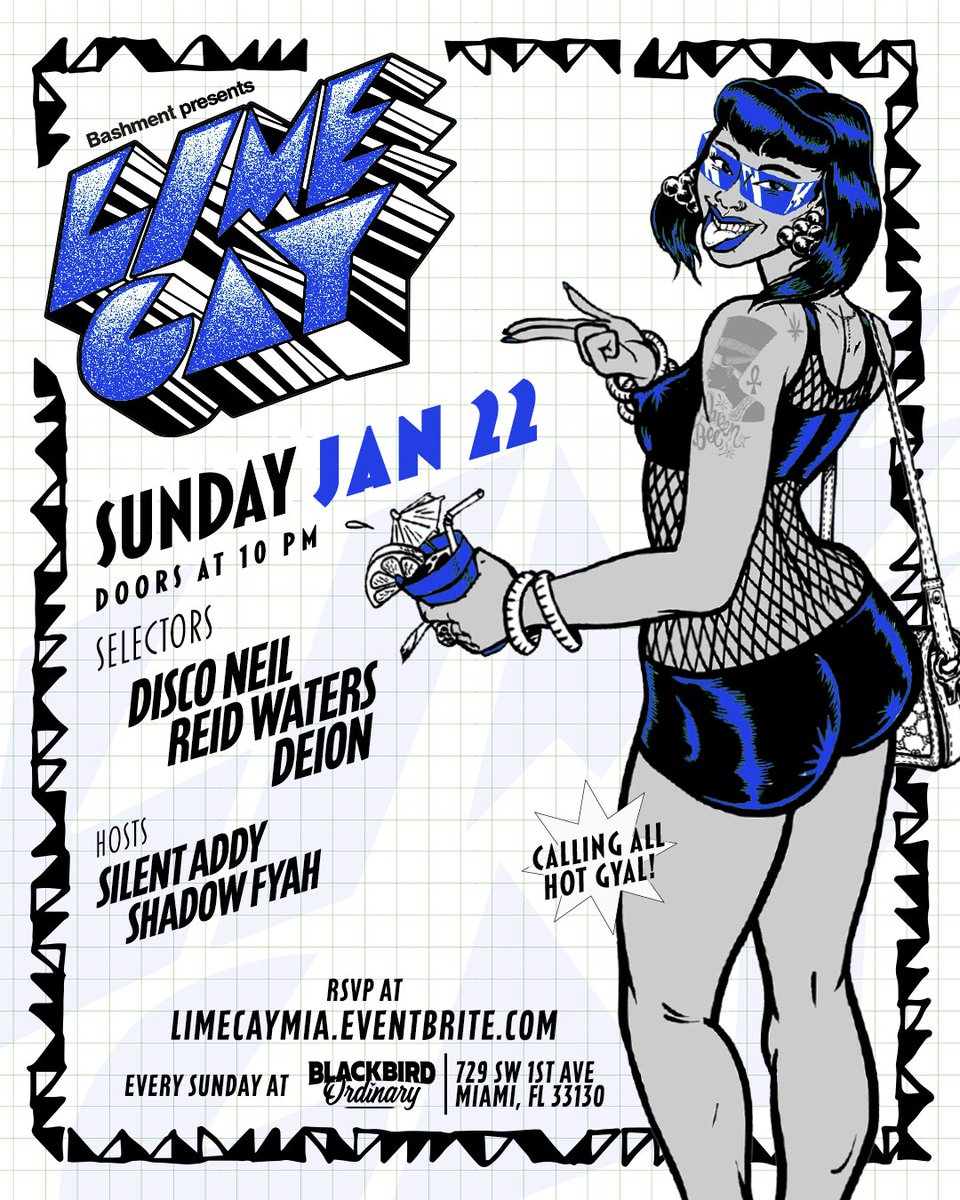 bashment_tv's tweet photo. Bashment presents Lime Cay every Sunday at Blackbird Ordinary — Free entry all night. #bashment #limecaymia 

RSVP: https://t.co/ADacEEENwg https://t.co/zcZwYxXrIF