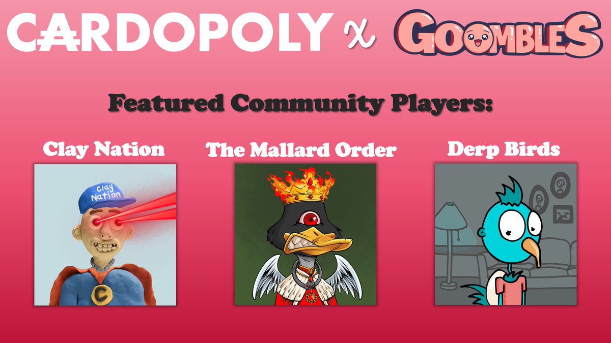 If you hold any of these projects you can enter an exclusive <a href="/Goombles_/">Goombles🍬</a> X <a href="/cardopoly/">Cardopoly</a> match🍬🏆

Starts tomorrow so sign up in the Cardopoly Discord now for $ADA, Goomlists, and more🔥