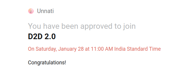 Finally a tech meetup in which I don't have to travel for 2 hours in metro.
Thanks for the confirmation <a href="/Unnati_twts/">unnati</a>