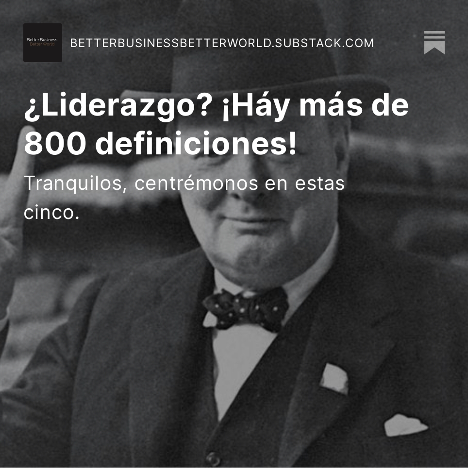 ¿Liderazgo? ¡Háy más de 800 definiciones!

Aquí os dejo cinco definiciones de #liderazgo que deberías conocer y por qué son importantes.

betterbusinessbetterworld.substack.com/p/liderazgo-ha… 

#leadership #management #gestión #emprendimiento #empresafamiliar #empresas