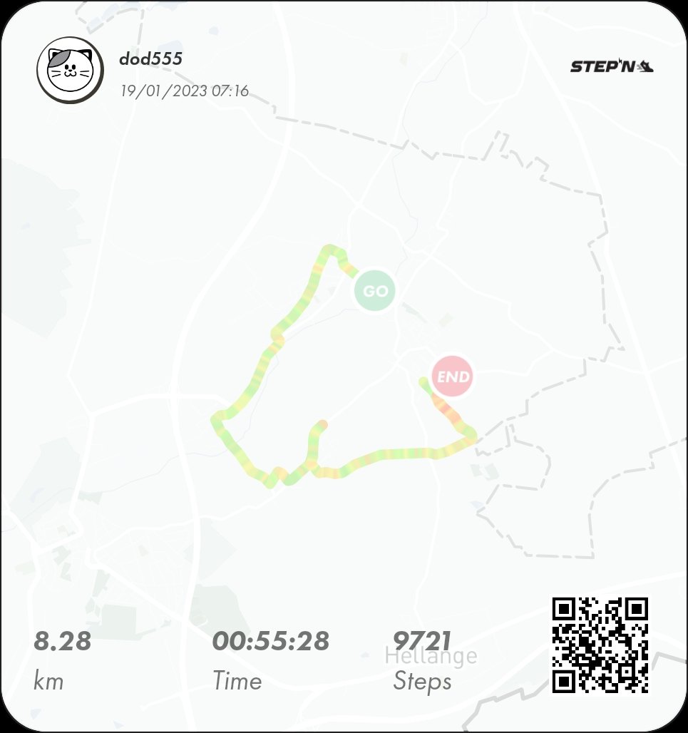 ScAyLe's tweet photo. #StepN #MakeARunForIt @Stepnofficial
Week 3:
17/1: 13.7 km
19/1: 11 km
22/1: 10.7 km
Total: 35.4 km
https://t.co/m0uqTIySeu https://t.co/cgSUpRUtcY https://t.co/z396y16GwK
Slowing down because of snow and slippy road, but still keeping it up 💪 https://t.co/tH7lzHfjuL