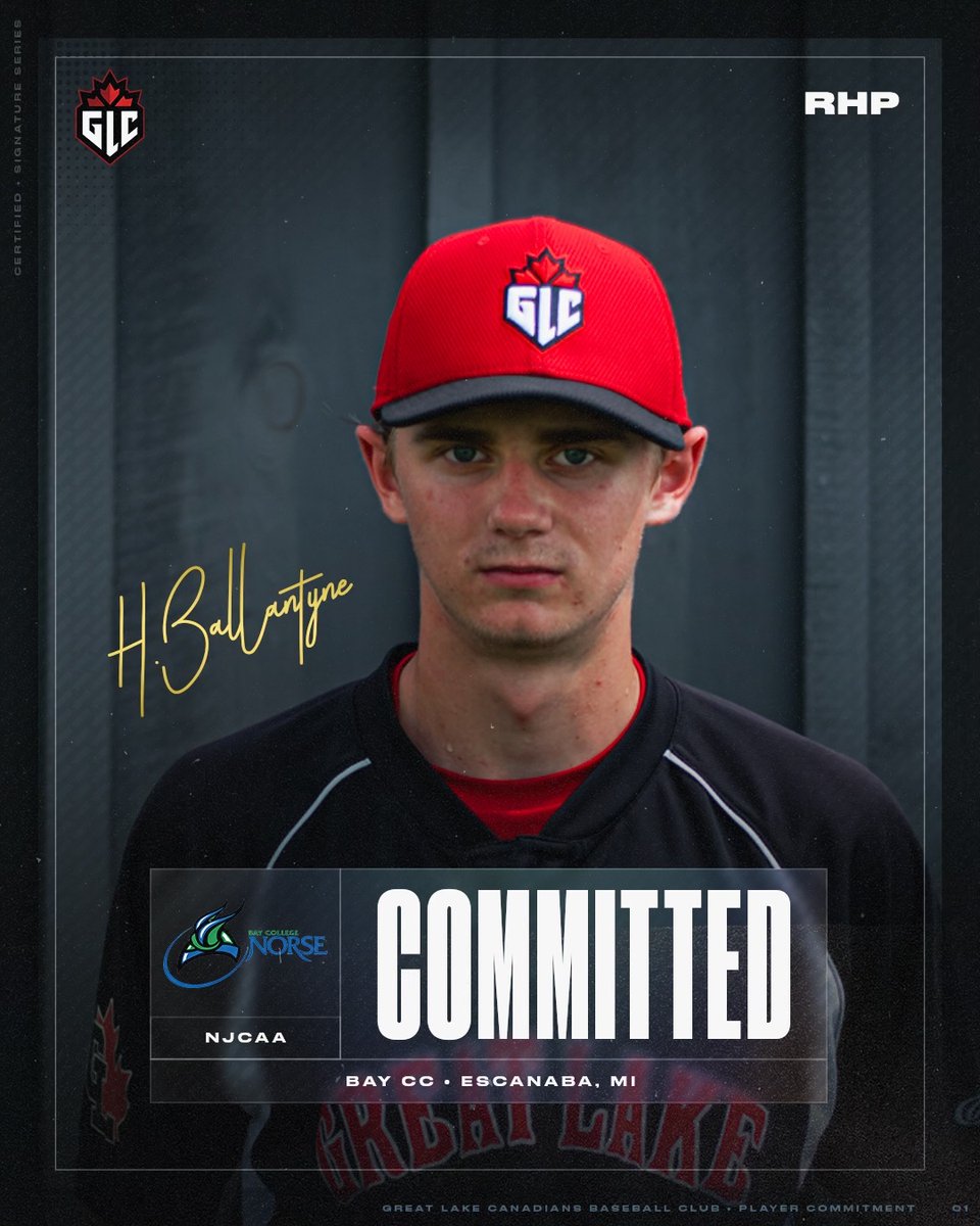 GLCanadians's tweet image. Congrats to GLC player Hunter Ballantyne on his commitment to Bay CC! @BayNorseBall