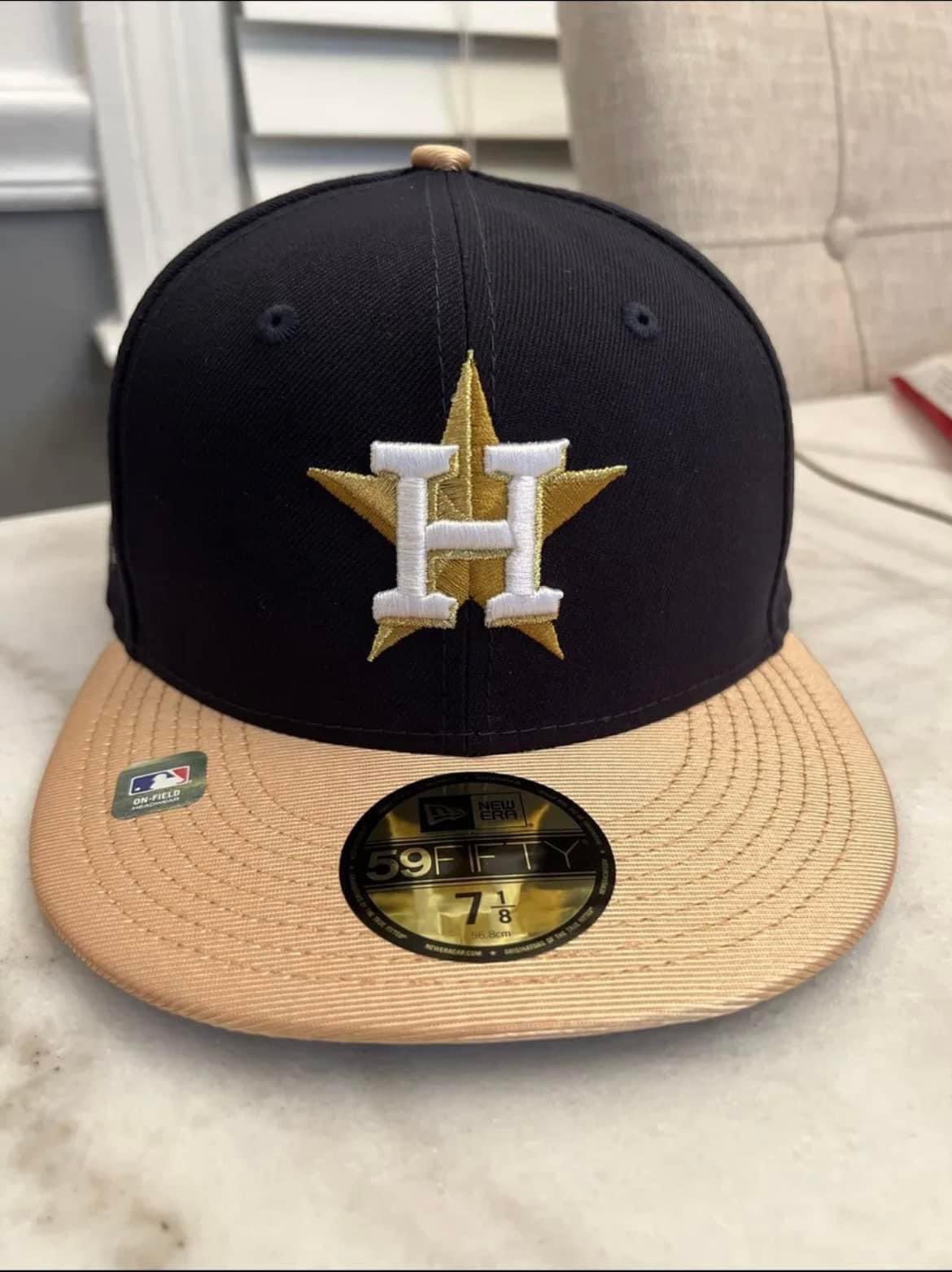 Kuno Martinez 🚂 ✭🤘🏽 on X: LEAKED PHOTOS OF THE GOLD CHAMPIONSHIP HATS!!!!  😱🤩😍 #Astros #WorldSeriesChamps #GoldCollection   / X