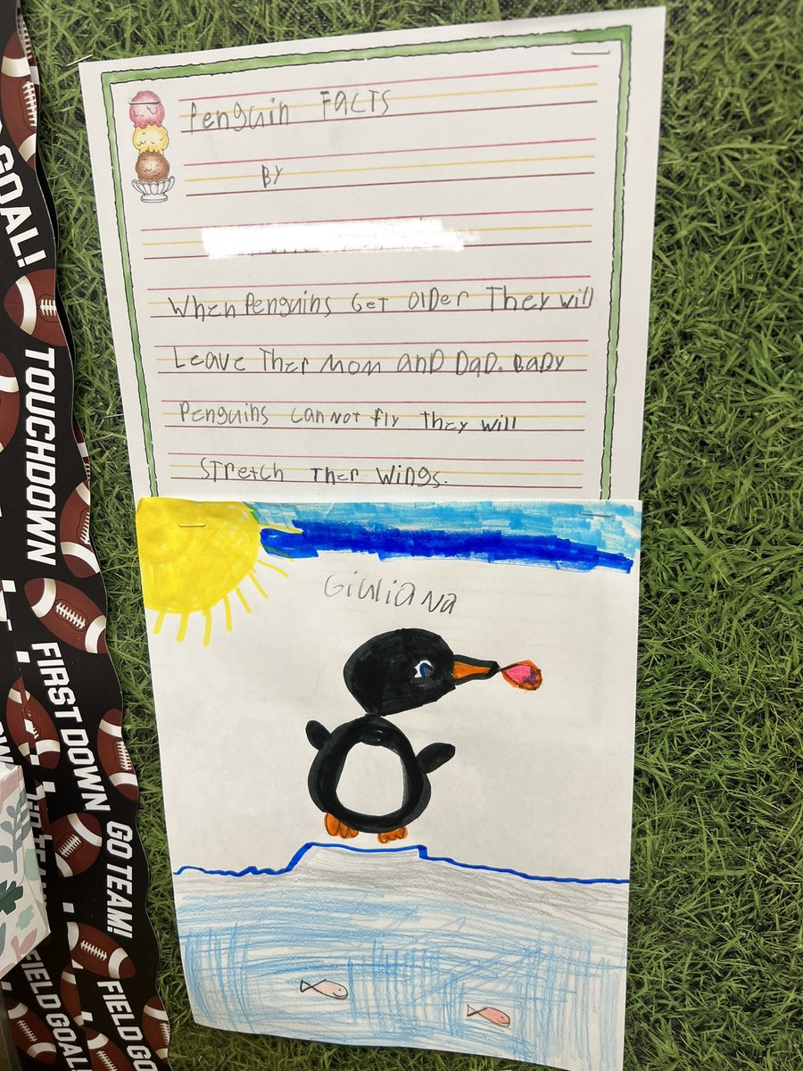 DeniseGertz's tweet photo. Penguin Writing- students wrote facts about penguins after reading a penguin book they picked on EPIC. #writinglesson #penguins @epic4kids #teamgertz2223 https://t.co/uNEDPE7uKf
