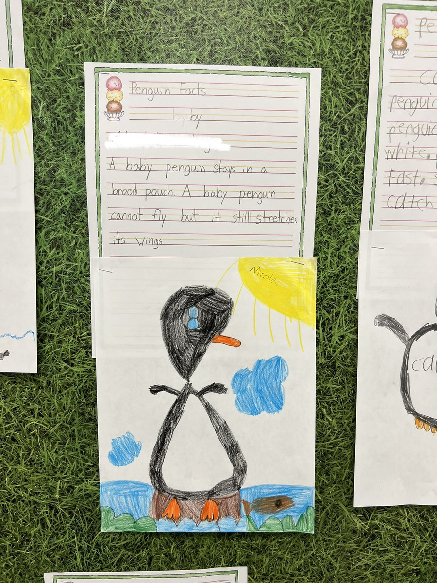 DeniseGertz's tweet photo. Penguin Writing- students wrote facts about penguins after reading a penguin book they picked on EPIC. #writinglesson #penguins @epic4kids #teamgertz2223 https://t.co/uNEDPE7uKf
