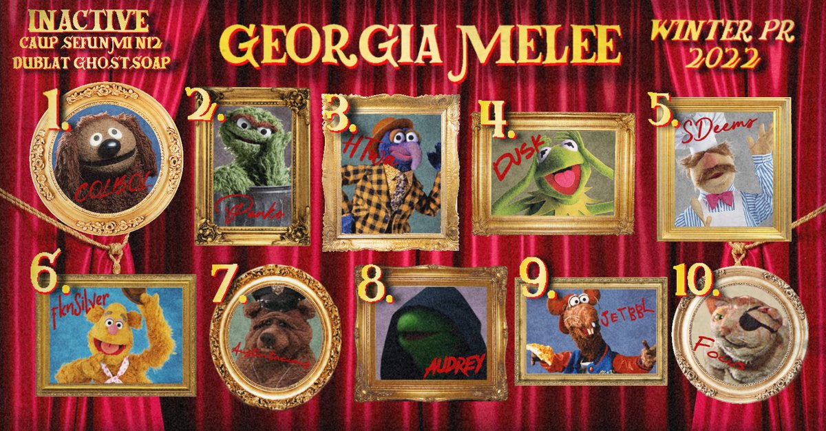 New GA Melee Fall/Winter 2022 PR

1. <a href="/Colbol725/">Colbol</a> (fox)
2. <a href="/PankoIsSad/">panko when the walls fell</a> (puff)
3. @htwa_ (fox)
4. <a href="/Matthew_Matos98/">Dusk ツ</a> (falco)
5. <a href="/SDeemsFGC/">SDeems</a> (sheik)
6. <a href="/FuckinSilver/">fknsilver</a> (samus)
7. <a href="/meleebro/">Austin Planning Intermittently</a> (sheik)
8. <a href="/audr_eys/">audrey</a> (fox)
9. @smellyoshi (fox)
10. <a href="/imnotaustin/">focus</a> (luigi)