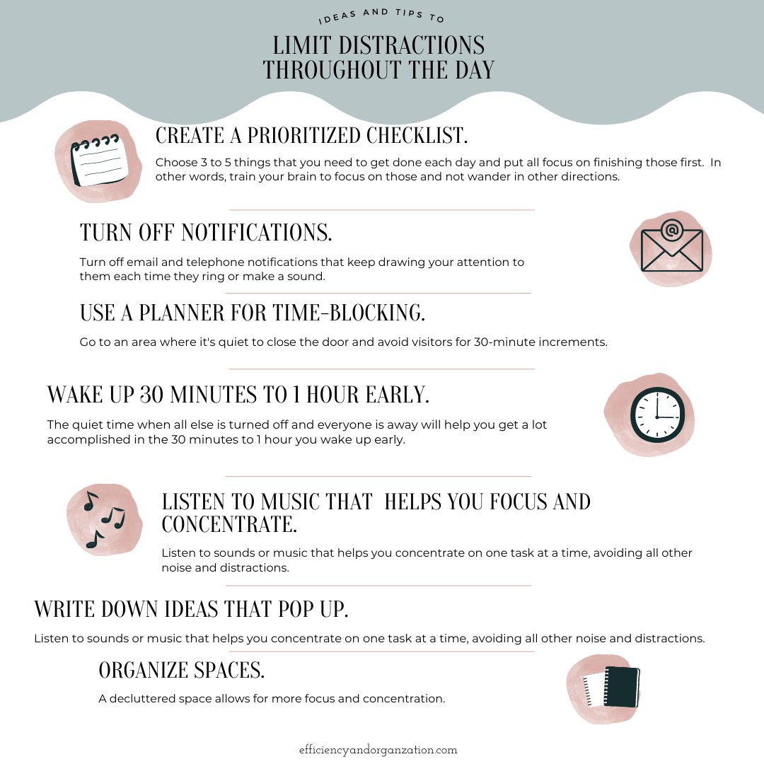 DrRHernandez's tweet photo. Ideas and tips to LIMIT DISTRACTIONS throughout the day

https://t.co/Gi6wvVTHgc

👉Please take a look at the article for super helpful tips and ideas.
👉Please SUBSCRIBE when you visit!

#distractions
#limitdistractions 
#productive 
#dailydistractions https://t.co/hq2635aWDS