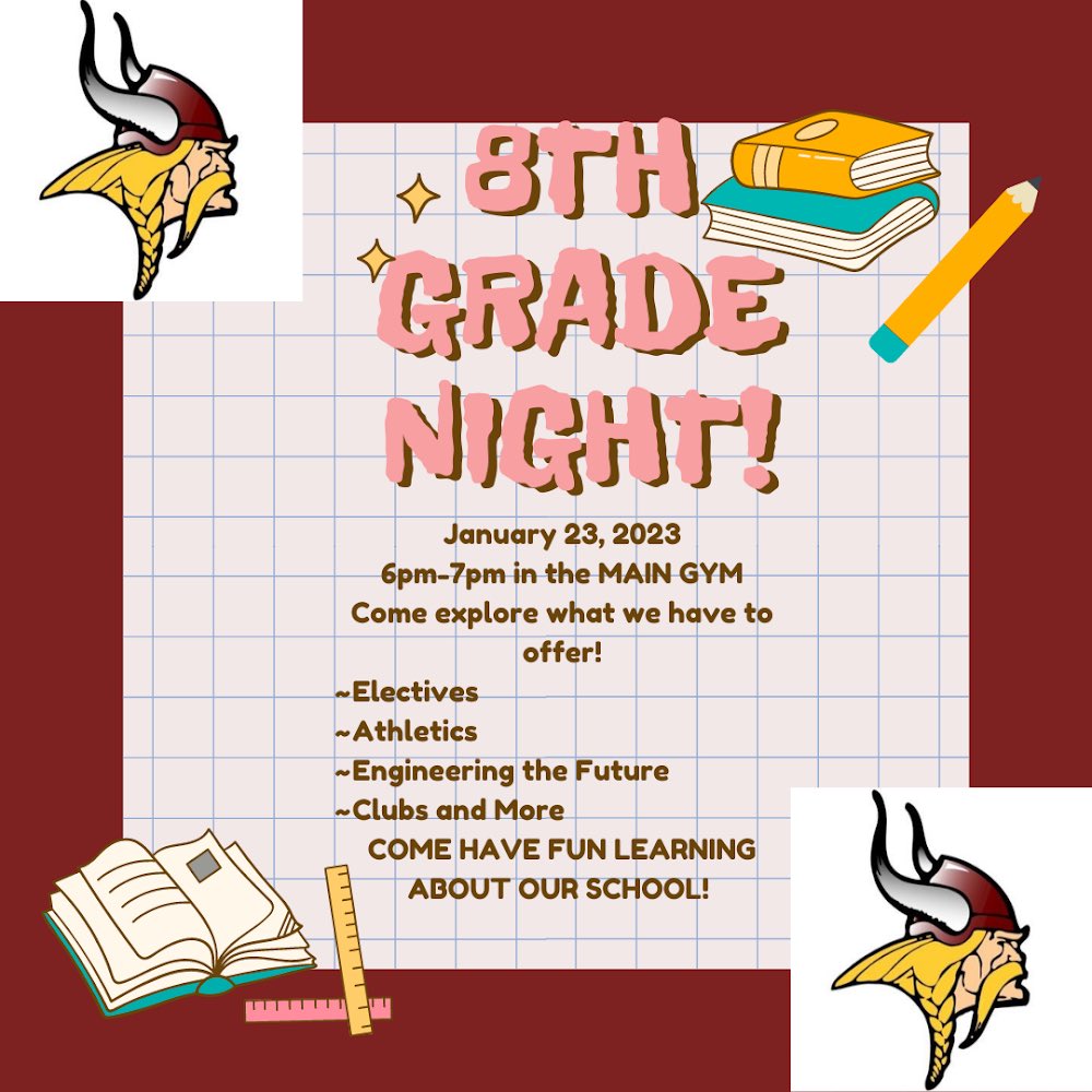 Come learn about all the classes, activities &amp; athletics we have.We will start at 6:00 in the gym with presentation of colors fromJROTC, followed by a performance by our cheerleaders, Culinary/Food Service students will be passing out cookies &amp; refreshments! Can’t wait to see you