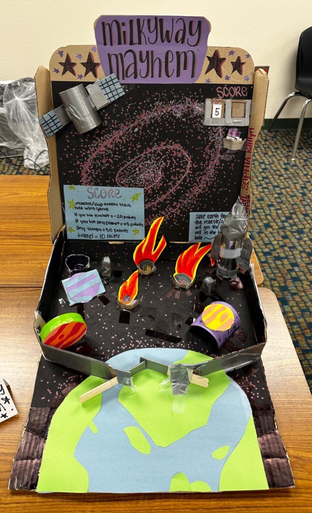 stanleyStyleGT's tweet photo. GATE II designed and created Pinball Machines that were “Out of this World” #GATEwideOpen #MiddleSchoolGT #midway #giftedandtalented https://t.co/kBgHrIUl57
