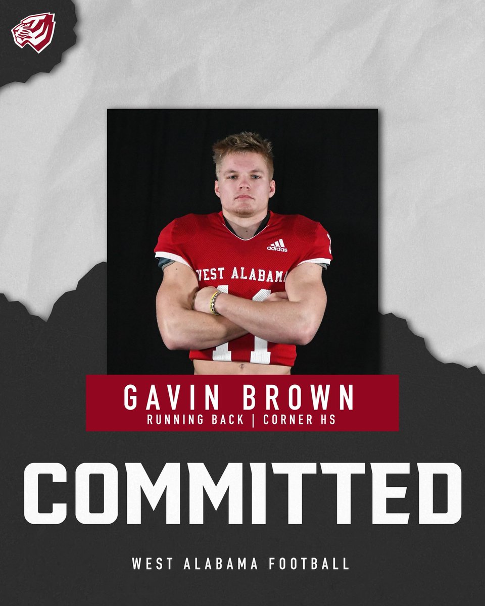 Gavin Brown (@gavin_brown11) on Twitter photo 100% Committed to the University of West Alabama!!!! <a href="/uwa_football/">West Alabama FB</a> <a href="/UWAAthletics/">UWA Athletics</a> <a href="/bgillilandUWA/">Brett Gilliland</a> <a href="/cfelus/">Carmen Felus</a> <a href="/devinbice88/">Coach Devin Bice 🏈</a> <a href="/corner_jackets/">CornerJacketsFootball</a> <a href="/Steve_brown11/">Steve Brown</a> <a href="/HallTechSports1/">Hall-Tech Sports</a> <a href="/CoachRobertJac1/">Coach R J</a> <a href="/DexPreps/">DexPreps</a> <a href="/AL4afootball/">Alabama 4A Football</a> <a href="/coachcooper53_3/">Jon Cooper</a> 100% Committed to the University of West Alabama!!!! <a href="/uwa_football/">West Alabama FB</a> <a href="/UWAAthletics/">UWA Athletics</a> <a href="/bgillilandUWA/">Brett Gilliland</a> <a href="/cfelus/">Carmen Felus</a> <a href="/devinbice88/">Coach Devin Bice 🏈</a> <a href="/corner_jackets/">CornerJacketsFootball</a> <a href="/Steve_brown11/">Steve Brown</a> <a href="/HallTechSports1/">Hall-Tech Sports</a> <a href="/CoachRobertJac1/">Coach R J</a> <a href="/DexPreps/">DexPreps</a> <a href="/AL4afootball/">Alabama 4A Football</a> <a href="/coachcooper53_3/">Jon Cooper</a>