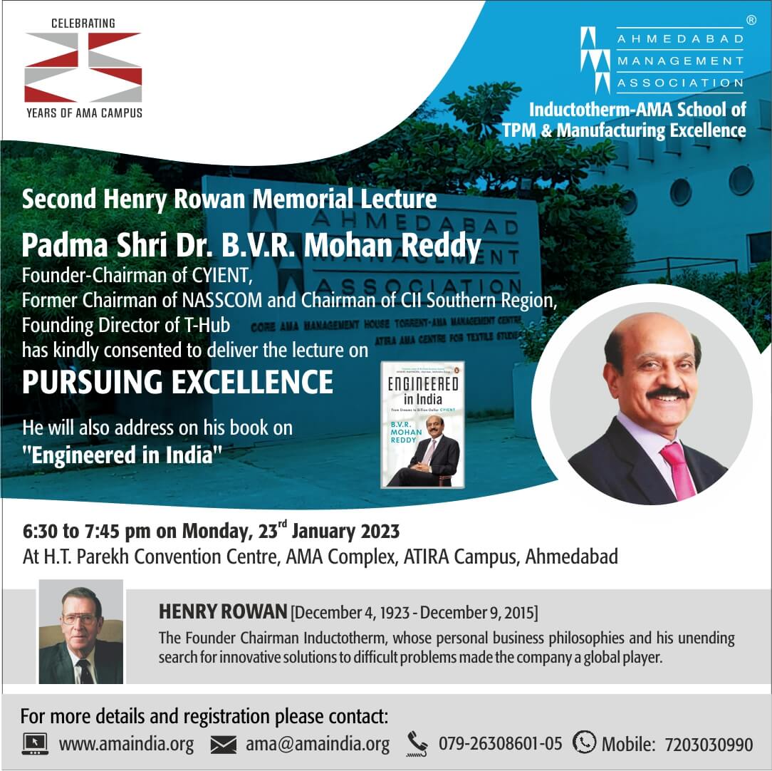 Unmeshdixit's tweet image. Join us for an insightful session on PURSUING EXCELLENCE with Padma Shri Dr. B.V.R Mohan Reddy on January 23, 2023
.
For more details, give us a call on 7203030990 or visit our website: amaindia.org

#AMA #ahmedabad #openform #unmeshdixit @jaiminshah