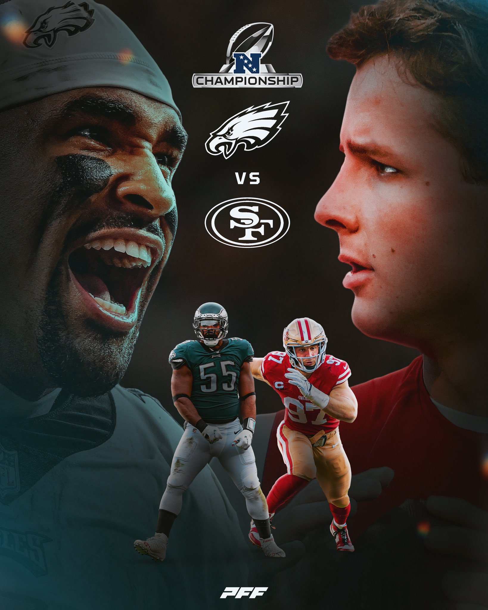 PFF on X: 'THE NFC CHAMPIONSHIP IS SET ‼️ EAGLES VS 49ERS 