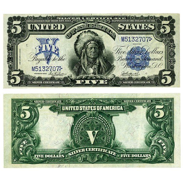 1899 $5 Bill. Old U.S.A. Currency #Currency #FiveDollarBill #USA #History #MONEY #MoneyHeist #NativeAmericans #SilverCertificate