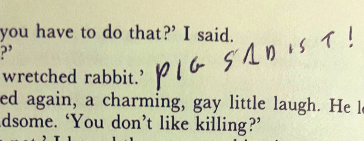lmpoplin1's tweet photo. In 800+ pages of murder and kidnapping and crime, the margins remained empty. But as soon as a rabbit is hurt, the readers of this library book protest. https://t.co/PoIYHEgcVu