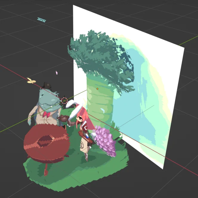 This was an 8-layer picture that was brought into Blender and made into a janky façade. 