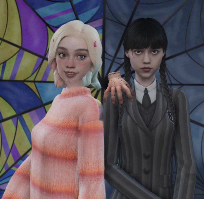 marsneedssims's tweet photo. I made @wednesdayaddams and enid 🖤🪦 @jennaortega #Wednesday #wednesdayaddams #EA #ShowUsYourSims #simsedit #TheSims4CCFestival #TheSims4 https://t.co/g5ju69qjuG
