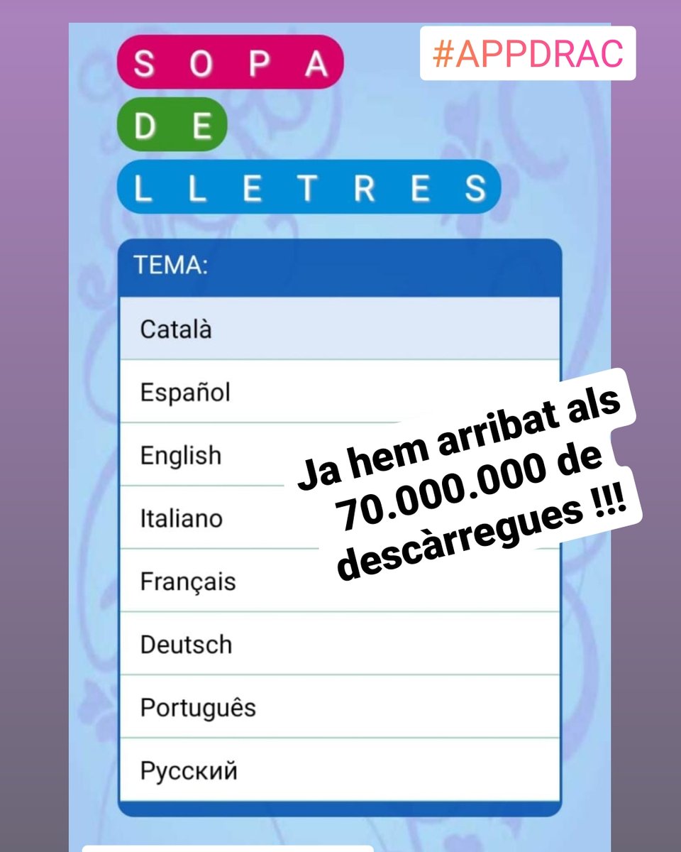 appdrac's tweet photo. #sopadelletres #appencatalà #passatemps #llengua #català
#paraulògic #pescaparaules #educació #catalunya #català #appdrac #notyxgames 
Descarrega't l'aplicació des de Google Play:

https://t.co/BLdspFG7wY https://t.co/fr7XTmR76r