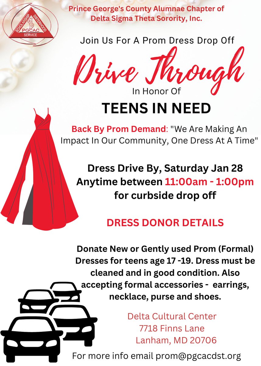 pgcacdst's tweet photo. 👗 Do you have a new or gently-used prom or formal dress that a teen could wear? Stop by our dress collection drive-through Jan. 28 from 11a-1p at 7718 Finns Lane in Lanham. We're accepting all sizes!
#PGCACDST #PGCACPromDress #DMV #dmvprom #dmvfashion #dmvstyle https://t.co/vfZIrCilRS