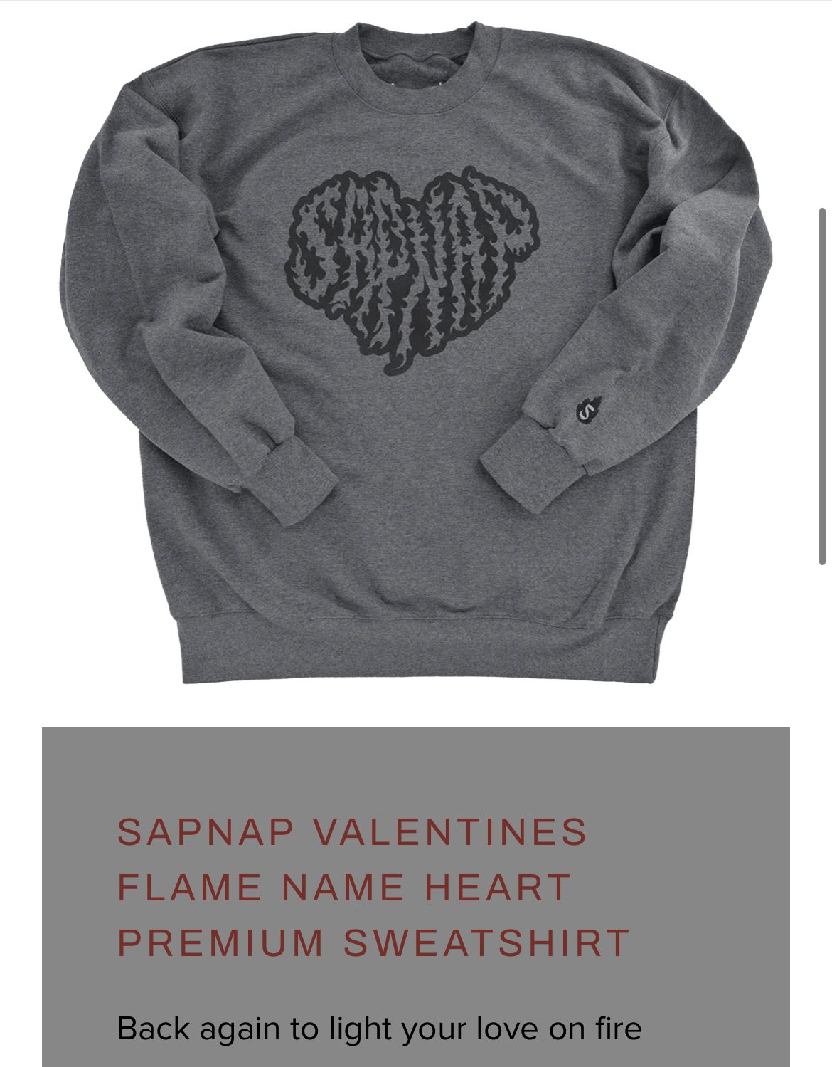 Sapnap valentine's flame name heart pullover shirt, hoodie