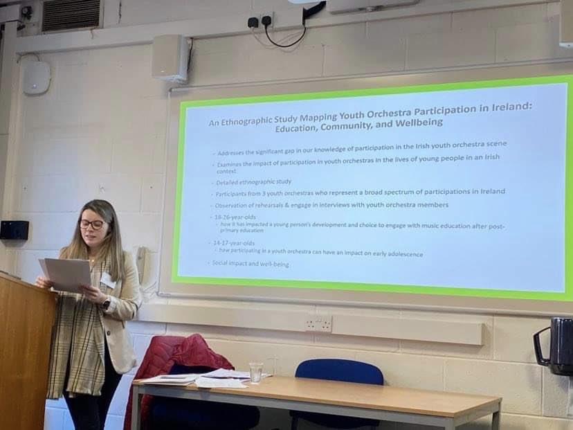 Had the pleasure of presenting my paper ‘Youth Voices in Irish Youth Orchestras: Where Are They?’ at the @SMI_Musicology @ICTMIreland Postgraduate conference this weekend @UCDSchoolMusic #communitymusic #musiceducation @IWorldAcademy @UL_Research