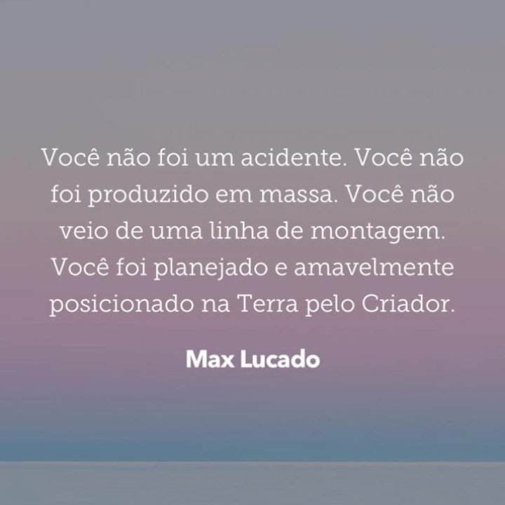 Biagarotacrista's tweet photo. Vc ñ é o que pensam sobre Vc
Vc ñ é As mentiras q o inimigo
Tenta soprar em teus ouvidos
Vc é o q Deus diz sobre vc
E o q Ele diz ñ volta atrás
Antes do ventre,Vc foi gerado
No coração de um Pai
Lembre de quem vc é
Vc tem um Pai q te ama
Um Pai q se importa
Um Pai q ñ te rejeita https://t.co/YNl6ySjrbn