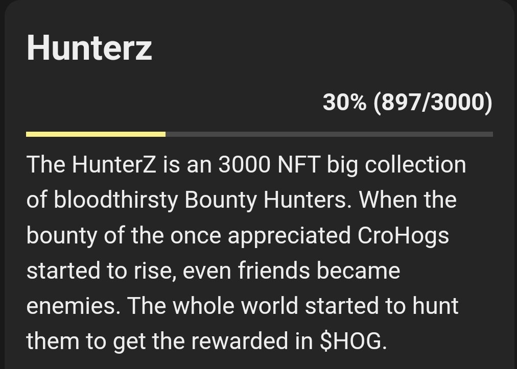 cro_hogs's tweet photo. Dont miss the Mint of #HunterZ
https://t.co/sAVAFAGsR2
π
30% in 4 Hours, thats amazing π₯
π
The #CroHogs Team have burn 9 Hogs to boost the #backedAsset π
Also 5% of the Hunterz Mint goes into the b.Asset
Discord
https://t.co/bT0QHKZAdq
#Croβ―β―β― #Crofamβ―β―β―#crohogs https://t.co/2Q8smhiUqm