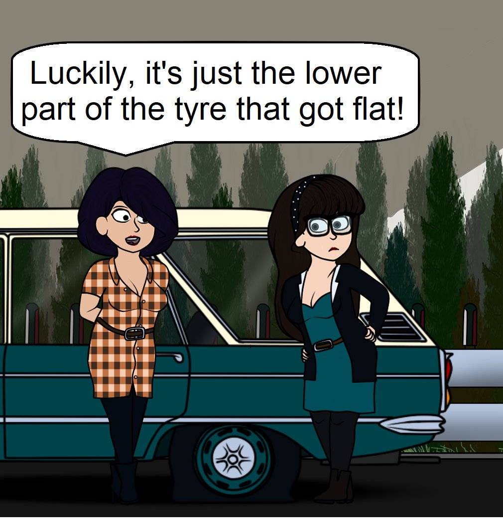 ArtTfps's tweet photo. Nikki and Filiz got a flat tyre... luckily, it's just the lower part that is deflated...
#comic #onepanel #originalcharacter https://t.co/2lDXkkWzA0