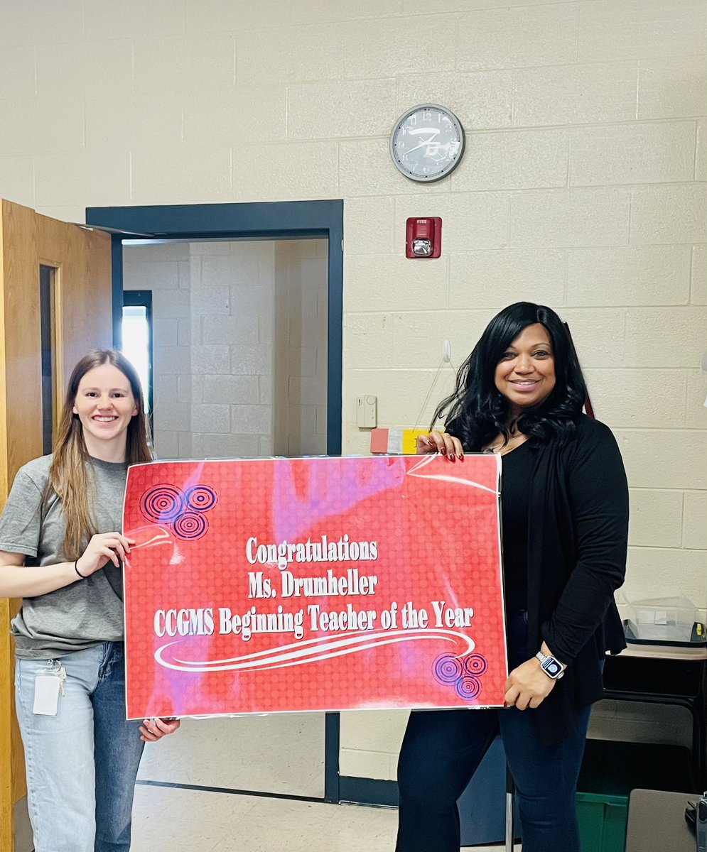 Congratulations to CCGMS’ Beginning Teacher of the Year, Madison Drumheller. We are fortunate to have you. YOU ROCK!!! #gryphonpride