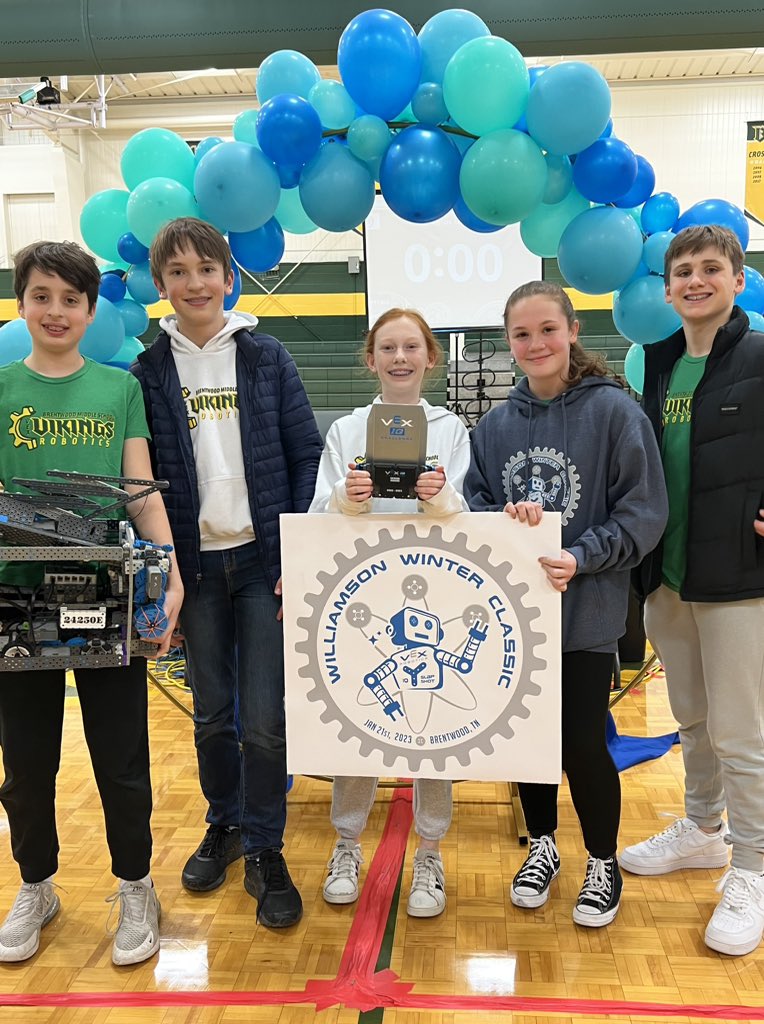 wcsBMSrobotics's tweet photo. Our teams earned 6 awards at Williamson Winter Classic! Congrats to Team C: Tournament Champions and Judges Award; Team F: Skills Champions and Innovate Award; Team E: Design award, and Team G: Think Award! Well done, VEX Vikings! 👏 @wcsCCTE @wcsRobotix https://t.co/oExPZZqKHB