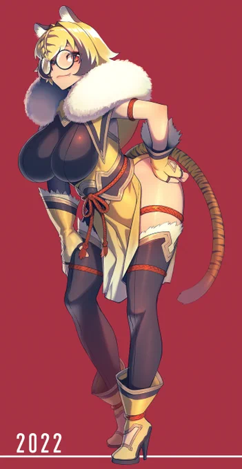 ちなみに去年描いた虎ガールがこれです。FANBOXでえっち絵も描きました 