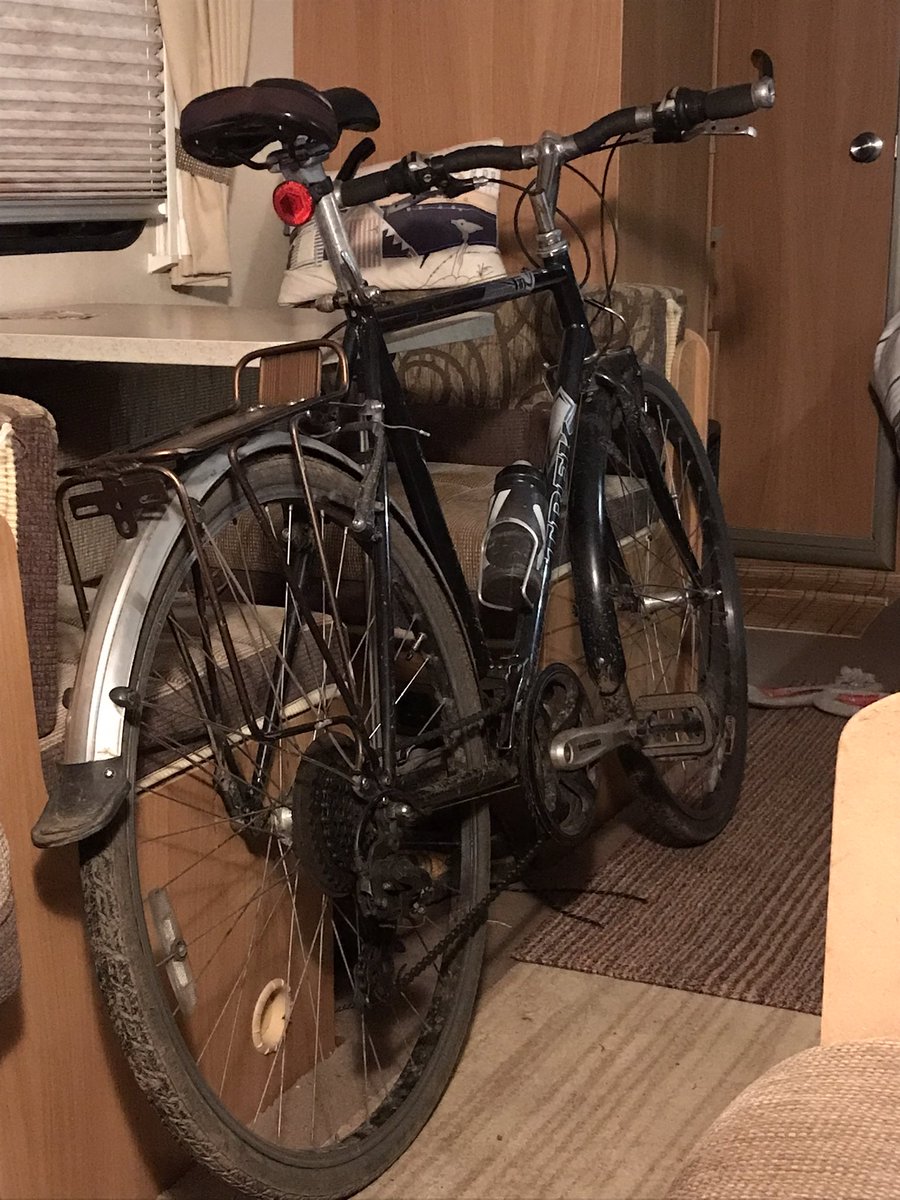 You know your #wife loves you when she lets you bring your old #winter #bike inside the #caravan for the night. Thanks #MrsB x