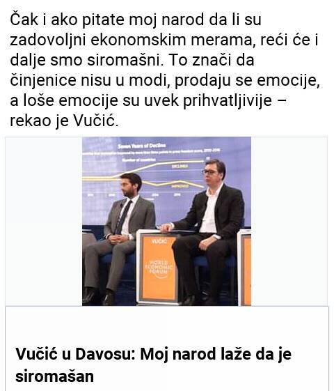 Шта је врли председник <a href="/avucic/">Александар Вучић</a> о народу Србије говорио 2019. у Давосу и данас нам такав прича да се бори за Србе и Србију!!!
