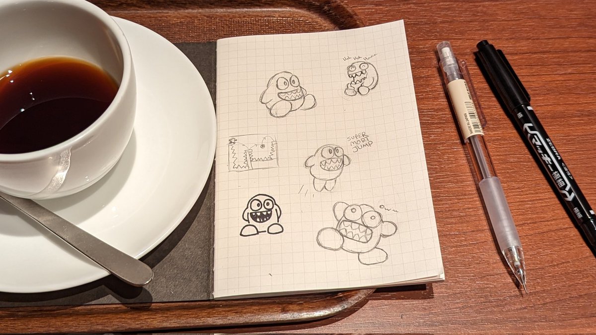 thatsmytrunks's tweet photo. I'm still in Japan for a few more days so I don't have a proper #MortMonday, but here's some cafe doodles.

It's fun to mess around with this fun boy. I actually looked to some of the other #MortMonday posts to get some thoughts on his shape for different poses. https://t.co/GOXqNaZCdH