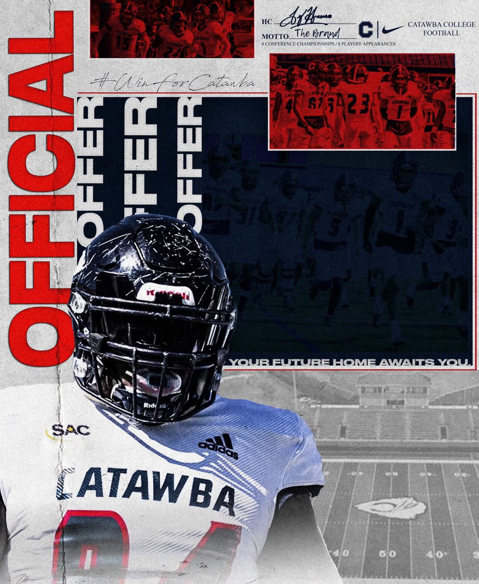 After a conversation with <a href="/Coach_BCollins/">Brian Collins</a>, im extremely thankful to receive an offer from <a href="/CatawbaFootball/">Catawba Football</a> 

<a href="/Coach_MikeM/">ᴄᴏᴀᴄʜ ᴍɪᴋᴇ</a> <a href="/bhernyscoutguy/">Brian Herny</a>